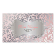 PixDezines Haute Coutour damast, Fauxsilver Visitkort
