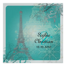 PixDezines Hiver àParis /Eiffel torn + virvlar run Inbjudningar