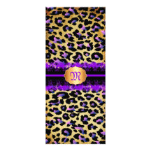 PixDezines snöre+cheetahfläckar/lilor+svart Individuella Inbjudningskort