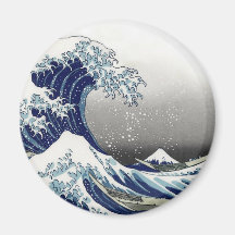 PixDezines vintage, underbar vinkar, Hokusai 葛飾北斎の Kylskåpsnagnet
