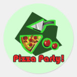 Pizzaparty 2 runda klistermärken