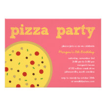 Pizzapartyinbjudan (Pink)