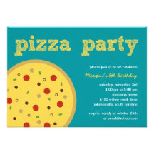 Pizzapartyinbjudan (turkos)
