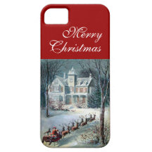 Plats för snö och för hus för god julSanta Sleigh iPhone 5 Case-Mate Skydd