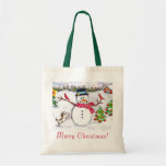 Platsen för snö för julhelgdagvintern hänger lös tote bag