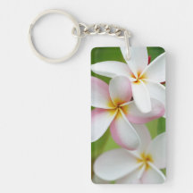 PlumeriaFrangipaniHawaii blomma skräddarsy tomt Nyckelringar