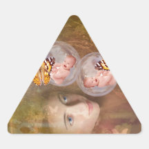 Pojke- eller flickatwillingar triangle sticker