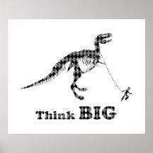 Pojke som går en stor tänka för TyrannosaurusRex ~ Affischer