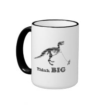 Pojke som går en stor tänka för TyrannosaurusRex ~ Mugg
