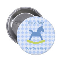Pojkeblått och den gula vagga hästbabyen knäppas pins