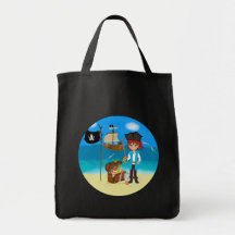 Pojkepiraten med skattbröstkorgen hänger lös tote bag