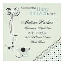 Poka pricker i grön baby showerinbjudan