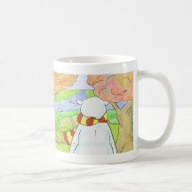 Polar björn i en höstskog kaffe mugg