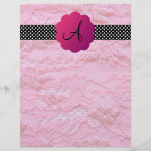 Polka dots för Monogramrosasnöre Full Färg Flygblad