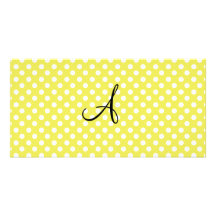 Polka dots gulnar vitmonogramen anpassade foto kort