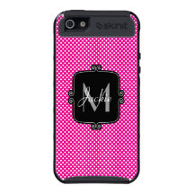Polka dotsSkinit för monogramen täcker rosa iPhone iPhone 5 Skal