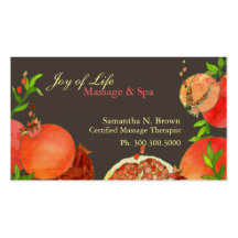 Pomegranate: Massage & Spatidsbeställningskort Visitkort