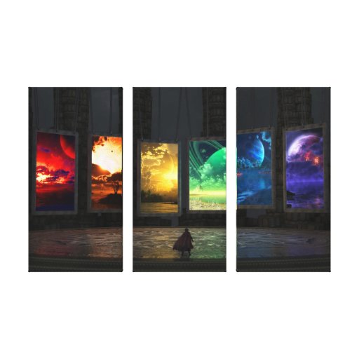 PortalsTriptych Sträckta Kanvas Tryck