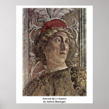Porträtt av en hovman av Andrea Mantegna Affisch