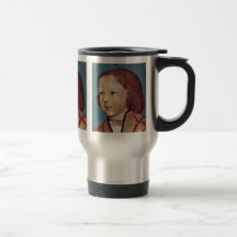 Porträtt av en Youings pojke med blont hår Kaffe Muggar