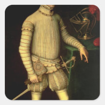 Porträtt av kejsaren Maximilian II 1557 Fyrkantiga Klistermärken