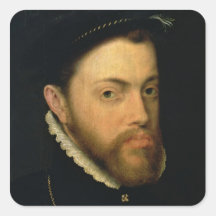 Porträtt av Philip II av Spanien Fyrkantiga Klistermärken
