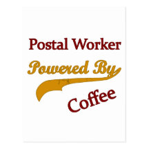 Post- arbetare som drivas av kaffe vykort