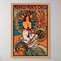 Poster vintagekonst Alfons Mucha Monaco Monte - ca Print