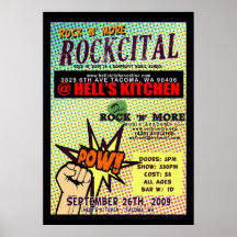 POW! Rockcital flier Affisch