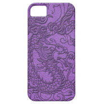 Präglad drake på lilaläderstruktur iPhone 5 Case-Mate cases