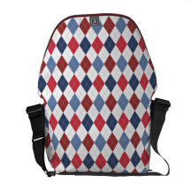 Preppy Argyle rött vitt blått patriotiska USA Kurir Väska