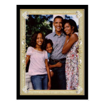 PresidentObama 1st familj inramade minnessaker Vykort