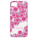 Pretty poppy pink whitedamask name iphone case iPhone 5 case
