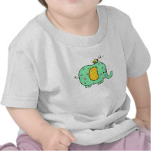 Prickig grön elefant med gullig pippi tee shirt