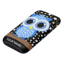 prickig uggla för gulliga blått iPhone 3 tough case