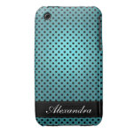 Prickiga Retro blått för Polka iPhone 3 Case-Mate Cases