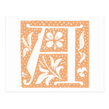 Prickigt orange brev en Monogram Vykort