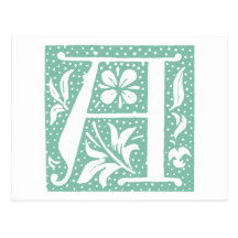 Prickigt Seafoam gröntbrev en Monogram Vykort