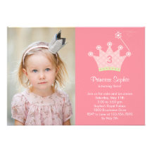 Princess Festa Foto Födelsedag Inbjudan