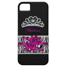 Princess Försilvra Tiara Rosa Sebra för iPhone 5 iPhone 5 Case-Mate Fodral