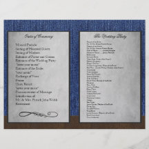 Program för ceremoni för bröllop för BiveckDenim w Full Färg Flygblad
