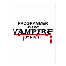 Programmerarevampyr vid natt vykort