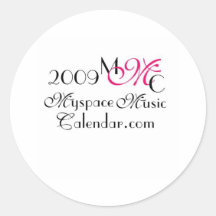 Promos för MyspaceMusicCalendar.Com 2009 MMC Runda Klistermärken