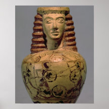 Proto-Corinthian aryballos med ett människahuvud,  Affisch