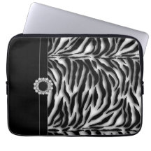 Prydd med ädelsten svart sebralaptop sleeve laptopfodral