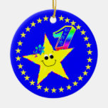 Prydnad för födelsedag för Smileystjärna 1st Julgransdekoration