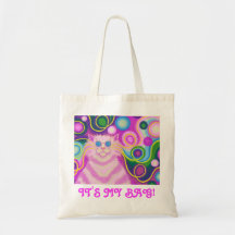 Psy-katt-delic rosa det är mitt hänger lös!", toto tote bags