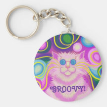 Psy-katt-delic rosa Groovy" keychain Nyckelring