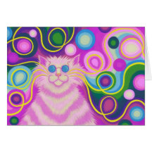 Psy-katt-delic rosa kort för hälsningar för gratti