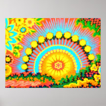 Psychedelic affisch för konst för pop för solnedgå